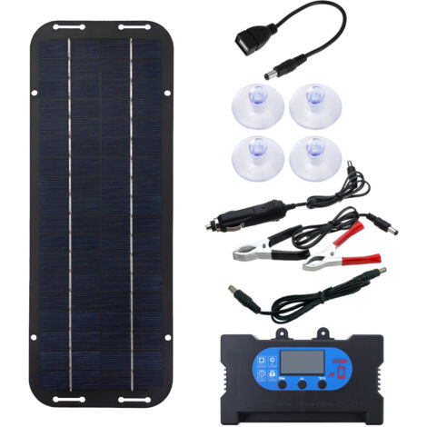 Kit de panneau solaire 6W 5V avec contrôleur de Charge 100A, rallonge et clip de batterie pour camping-car, voiture