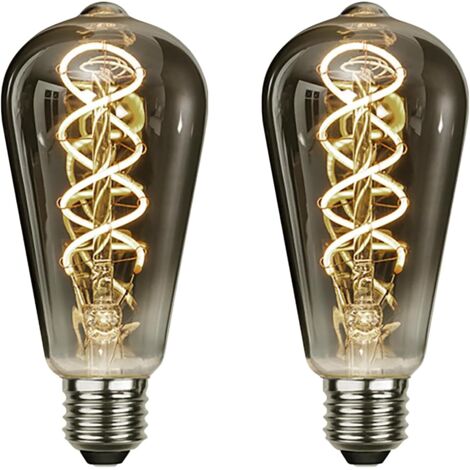 Ampoule vintage Edison en verre fumé sans scintillement ST64, 4 W, 220 V, support de lampe E27 blanc chaud 2 700 K, paquet de 2 (1/5)