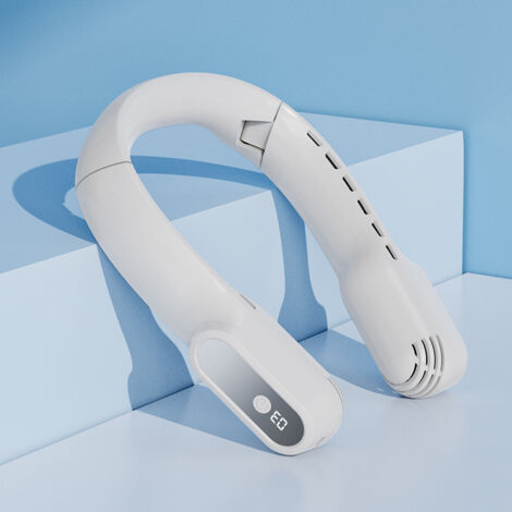 Ventilateur de cou portable et pliable, ventilateur pliable USB silencieux, 2000 mAh, petit refroidisseur de cou (blanc)