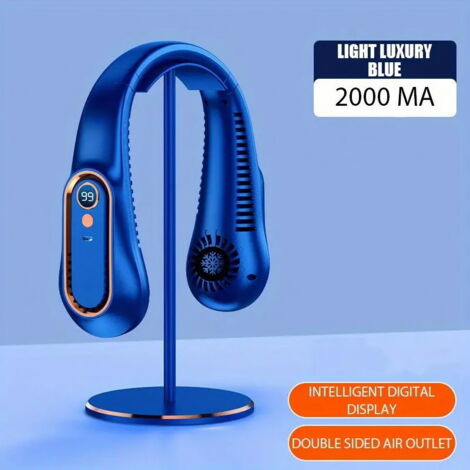 Neck Fan Blue - Ventilateur de cou - 5 réglages - Sans fil - Ventilateur de cou - Mini ventilateur - Ventilateur de visage - Ventilateur de cou (1/5)