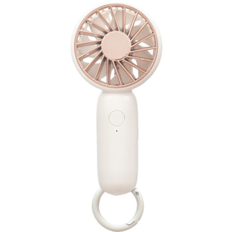 Mini ventilateur portable, 500 mAh, faible consommation d'énergie, trois vitesses, avec mousqueton, faible bruit (blanc électroplaqué). (1/5)