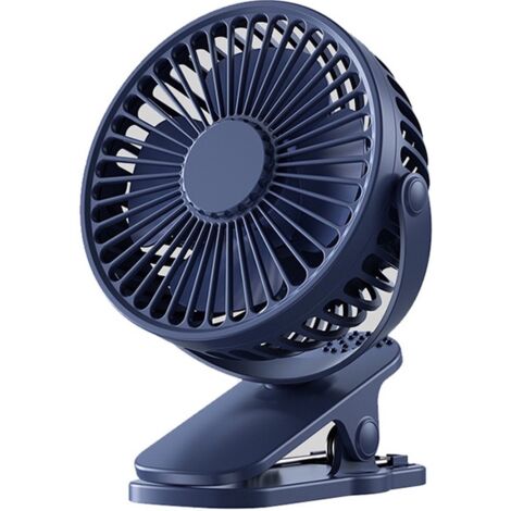 Ventilateur à pince – Rechargeable – Petit ventilateur pliable silencieux à vent élevé – Avec clip – Noir