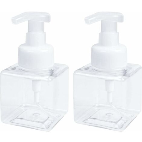 2 pièces Distributeurs de Savon moussant Flacon Pompe Vide moussant de 250 ML (8,5 oz) Pompe Bouteilles vides pour Le Savon à Main de Cuisine ou de Salle de Bain Nettoyant pour Le Visage Nettoyant (1/4)