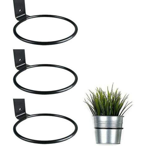 Un ensemble de 3 rebords de pot de fleurscadre en fer à suspendrenoirtaille: 15,2 cm (1/5)