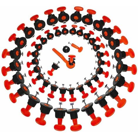 Niveleur de carreaux, niveleur de positionnement de carreaux, kit de nivellement de système de nivellement et de nivellement de 50 pièces, kit de niveleur de carreaux réutilisable. (Balancier) (1/5)