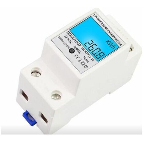 Numerique Electrique Compteur D'Energie Monophase Sur Rail Din Compteurs D'Electricite Une Deuxieme Phase De Fil Multifonction Compteur Electrique, Blanc, Avec Retroeclairage (1/5)