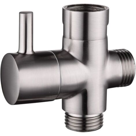 Valve 3 voies en laiton massif G1/2 Douchette Composants de Douche Raccord universels,Nickel brossé DSF007NA (1/5)