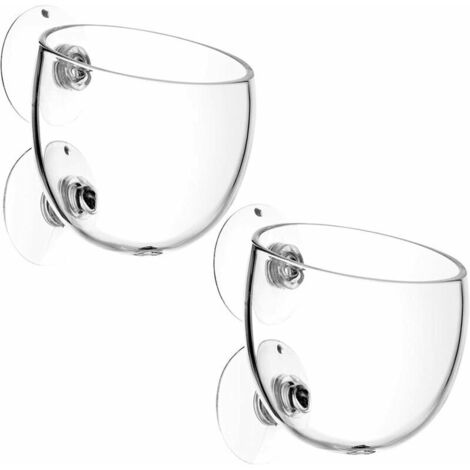 Lot de 2 aquarium verre tasse pot aquarium porteplante tasse pot avec ventouses aquatique porteplante accessoires aquarium fish tank (1/5)