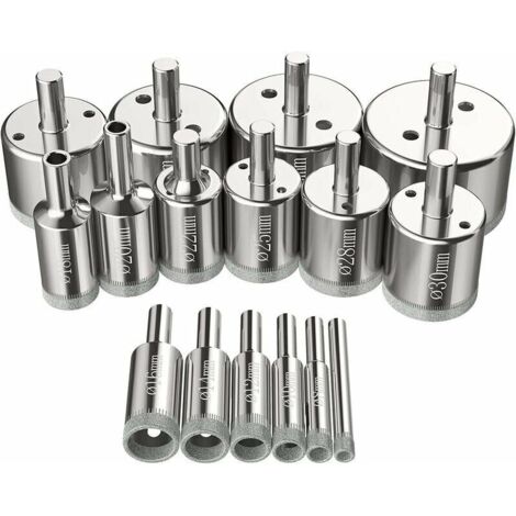 Sciescloches 16 pcs, Foret Diamant Scie Cloche 650 mm Outils de perçage en verre trous scies kit pour acier au carbone, perceuse en verre, céramique, porcelaine, carrelage, marbre (1/5)