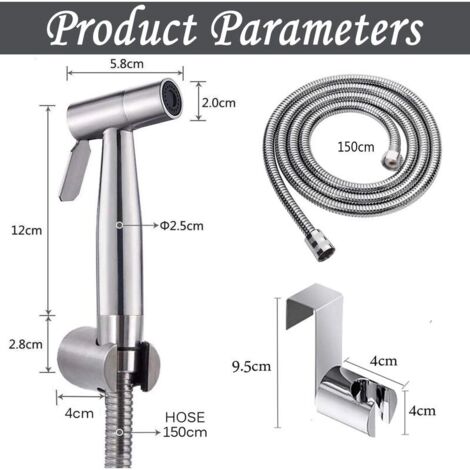 Kit de pulvérisation de toilette en acier inoxydable pour bidet, Douchette à main bidet pulvérisateur à pression réglable pour robinets de bidet parfait pour Hygiène personnelle, Soins de nettoyage (1/5)
