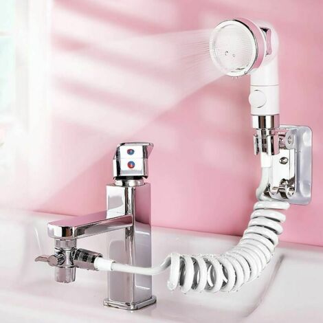 Pommeau de Douche Lavabo,Tuyau T¨lescopique Douchette pour Bidet Pomme de Douche ¨vier Mural,Pommeau de Douche Economie deau Parfait pour Laver les Cheveux ou Nettoyer le Lavabo (1/5)
