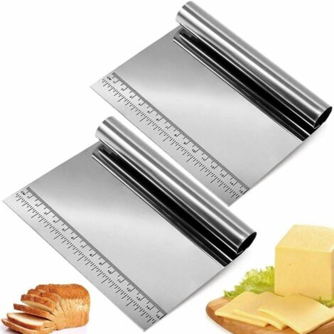 Grattoirs à PâTe En Acier Inoxydable Set Ensemble De Grattoirs à PâTe Cuisine De Pelle à LéGumes GâTeaux Et Coupe Pizza Coupe PâTe Grattoir CuillèRe Pour PâTes Cuisson PâTisseries (2 PièCes )