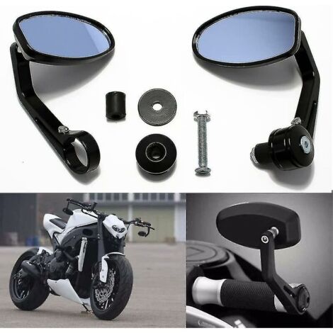 Rétroviseurs de moto ronds noirs de 7/8 22 mm pour guidon (1/3)
