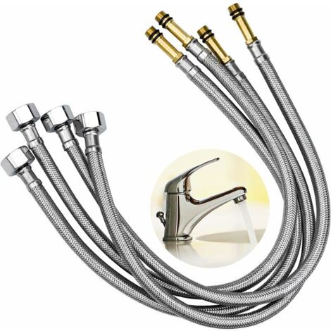 4Pcs Flexible Robinet Tuyau de Douche 50CM Flexible Douchette Evier Cuisine Tuyau en Acier Inoxydable Anti-Explosion Flexible Anti-Torsion et Anti-Corrosion Pommeau (G1/2) (1/5)