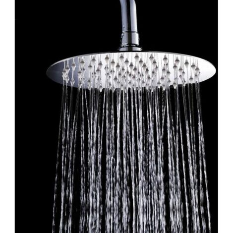 Pommeau de douche en acier inoxydable 304, haute pression à économie d'eau, pour salle de bain (rond de 20 cm) (1/5)