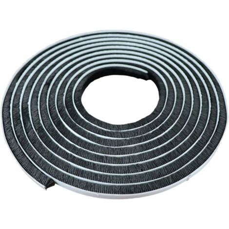 Bande de Joint Brosse Bande de Brosse Autocollante Bande détanchéité de Fenêtre Anti-poussière Joint de Brosse Coupe-Vent pour Fenêtres et Portes 9mm(Largeur) 15mm(Haut), Longueur 5m, Noir (1/5)