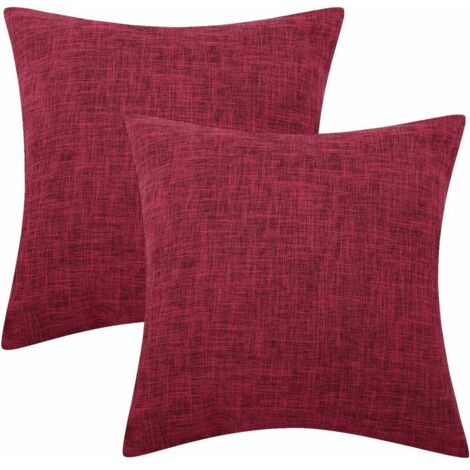 Green Mobility-Housse de coussin en lin Housse de coussin 45 x 45 cm, lot de 2 coussins carrés doux (1/5)