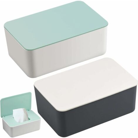 Green Mobility-2 Pièces Boîte de Mouchoirs Humides, Boîtes à Lingettes Bebe avec Couvercle pour Bureau à Domicile - Vert et Gris (1/5)