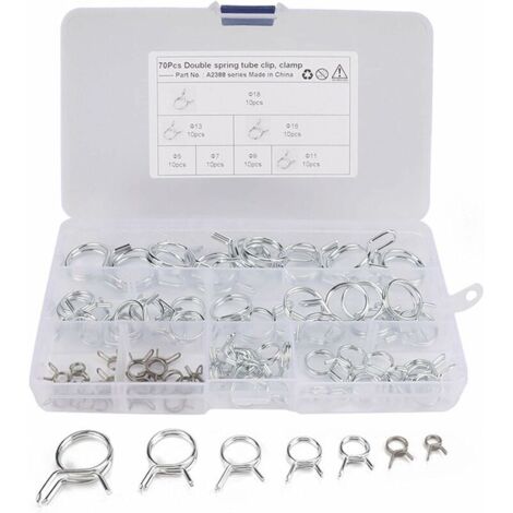 Green Mobility-70 Pièces Clip à Ressort Tuyau, 7 Tailles Serrage Durite Essence Serre-joints à Tuyaux Colliers pour Fixer Tuyaux De Serrage Réglables Avec Boîte De Rangement(5mm, 7mm, 9mm ,11mm,13mm,1