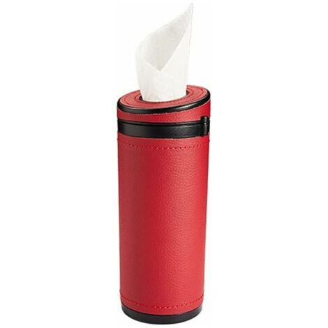 Green Mobility-Mouchoirs Porte-Gobelet de Voiture, Universel Distributeur de Mouchoirs en Cuir PU Boîte de Mouchoirs en Papier Porte-Serviettes de Cylindre Polyvalente pour Voiture Bureau,Rouge (1/5)