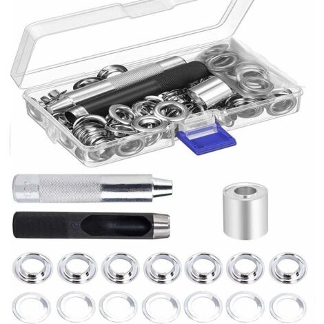 Green Mobility-Kit de Grommets Eyelets Outils, 12mm 100 Ensembles MéTal Oillets de avec 3 pièces Outil de Trou de Perforation pour la Réparation de Bâche, Tissu, Rideaux, Sac, Bricolage Craft (1/5)