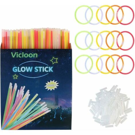 Green Mobility-5 Couleurs 100PCS Bâtons Lumineux Fluorescents, Différentes Bracelets Fluos Lumineux pour Carnaval,Fête (1/5)