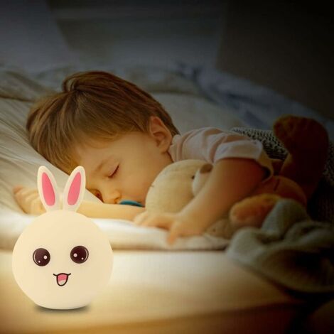 Green Mobility-Veilleuse Enfant Rechargeable, 7 Couleurs LED Veilleuse Bébé Silicone, USB Rechargeable Jolie Lampe à Changement de Couleur Pour l'éclairage de La Chambre, Les Cadeaux - Oreilles Roses (1/5)