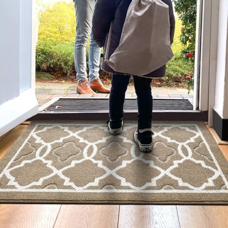 Green Mobility-Paillasson Dirt Trapper 60 x 90 cm, tapis d'entrée antidérapant pour intérieur et extérieur, tapis de sol doux lavable en machine, tapis de porte d'entrée super absorbant, marron (1/5)