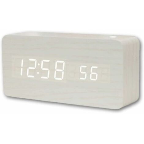 Green Mobility-Mini LED Réveil numérique en Bois, Reveil Matin Électronique Numérique LED Horloge de Bureau Affichage de la température de lheure Alimenté par USB ou Batterie pour Maison, Bureau.(3) (1/5)