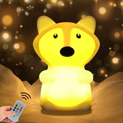 Green Mobility-Veilleuse pour enfants Chambre Lampe Bebe Veilleuse Multicolore veilleuse enfant LED Veilleuse 9 Couleurs Veilleuse Bébé Veilleuse Veilleuse silicone (Télécommande + Tactile Dimm) - moy (1/5)