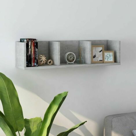Green Mobility-etagere murale a CD Gris beton 75x18x18 cm Agglomere (1/5)