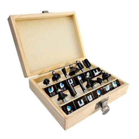 Coffret de 12 Mèches de Défonceuse - Fraises à Défoncer Queue 6 mm - En Carbure de Haute Qualité - Assortiment de Fraises à Rainurer pour Bois Massif et MDF - Outillage à Bois Professionnel