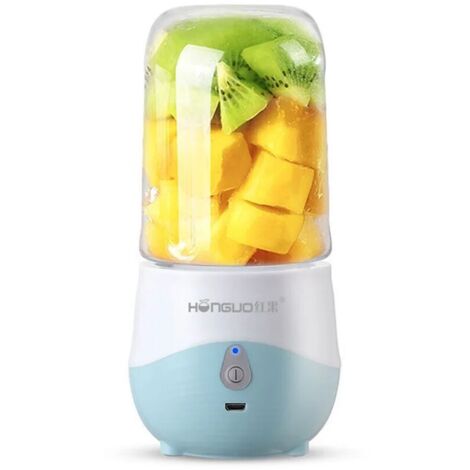 Green Mobility-Machine à jus,Mini presse-agrumes électrique Portable, Rechargeable par USB, 4 lames, 300ML,bleu (1/5)