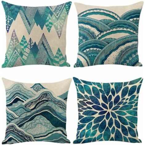 Green Mobility-Lot de 4 Housses de Coussin Coussin Décoratif Coton Lin Housse de Coussin 45x45 cm (1/5)