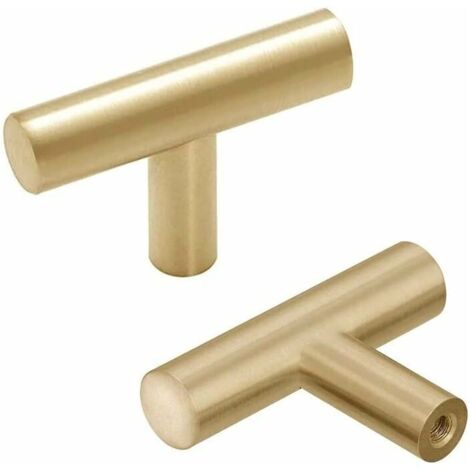 Green Mobility-Boutons et poignées de meubles,10pcs Acier Inoxydable Poignee de Meuble Or Cuisine unique trou (1/4)