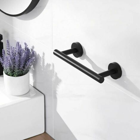 Green Mobility-Porte Serviette Salle de Bain Mural Porte Serviette 40cm Acier Inoxydable SUS304 Porte Serviette Noir Mat - Noir (1/5)