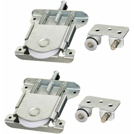 Green Mobility-Lot de 2 pièces coulissantes pour porte de garderobe, roues, roues, roues, rouleaux, guides avec tampon amortisseur, capacité de charge 20 kg (1/5)