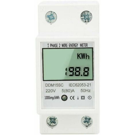Green Mobility-Compteur d'énergie monophasé à affichage numérique LCD 580A 220V 50Hz KWh compteur de consommation d'énergie DDM15SC (1/5)