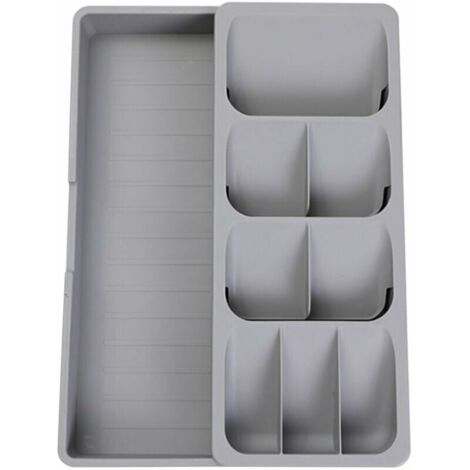Green Mobility-Plateau Extensible De Rangement Pour Tiroir A Couverts, Grande Capacite, 9 Compartiments, Conception Inclinee, Polyvalente, Gris Gris (1/5)