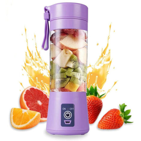 Green Mobility-Machine à jus,Mini presse-fruits électrique Portable à 6 lames 380ml, presse-agrumes USB, Smoothie, mélangeur, Rechargeable, bouteille de sport,Violet (1/5)