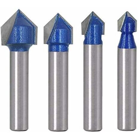 Green Mobility-4 PCS 6.35mm Tige V Rainure en Carbure Monobloc Routeur CNC Gravure 90 Degrés V-Rainurage Bit Outils de Travail du Bois (1/5)