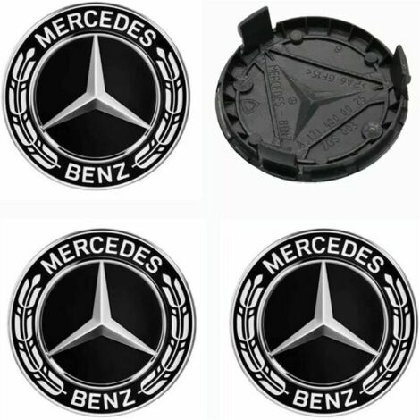 Green Mobility-4 pièces Cache Moyeux Compatible with Mercedes Benz 75mm Cache de Roue Centrale ABS Accessoires de Voiture