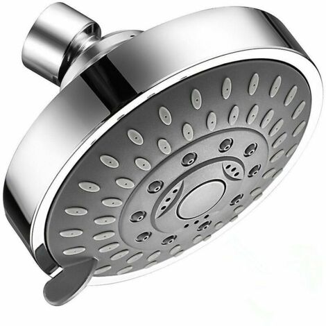 Green Mobility-Pommeau de douche chromé réglable, pommeau de douche à effet pluie en acier rond avec miroir (1/5)