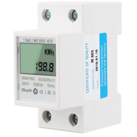Green Mobility-Compteur d'énergie électrique monophasé 220 V 50 Hz avec écran LCD Montage sur rail DIN 35 mm (1/5)