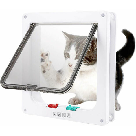 Green Mobility-Porte De Chat à 4 Voies Verrouillage De Chat Pour Portes Intérieures Et Extérieures Portes De Chat Intérieur Pour Animaux De Compagnie Portes Pour Cat Facile Installation, S S (1/5)