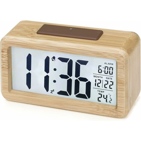 Green Mobility-Horloge numérique LED avec affichage de la date, température, fonction snooze, horloge numérique alimentée par batterie