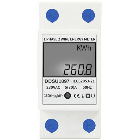 Green Mobility-Compteur d'énergie électrique numérique Compteur d'électricité monophasé sur rail DIN Compteur électrique multifonction monophasé à deux fils (1/5)