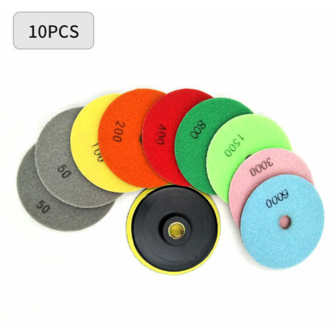 Green Mobility-10 Pieces Set De Polissage De Diamants Tapis 4 Pouces Humide / Sec Granit Pierre Beton Marbre (1/5)