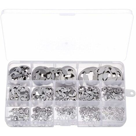 Green Mobility-Circlips 400 Pièces Clips Circlips Type E Circlips Exterieur E Circlip Circlips Assortiment Circlip en Acier Inoxydable pour la Rainure de L'arbre de la Machine avec Boîte de Rangement (1/5)