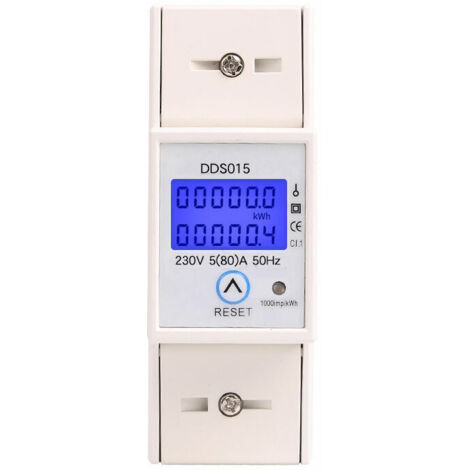 Green Mobility-Compteur d'Énergie Monophasé 580A 230V 50Hz Compteur d'Énergie Monophasé de Rétroéclairage LCD, Compteur KWh Montage sur Rail DIN DDS015, Mètre Watt KWh(230V 580A 50Hz) (1/5)